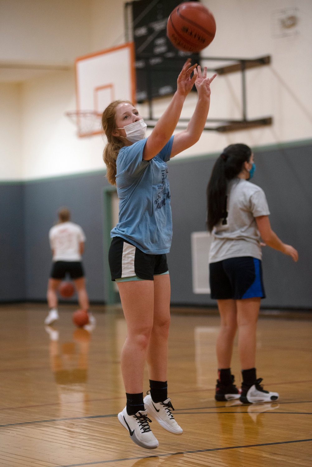 Toledo senior Grace Tauscher rises for a jump shot during the Indians’ practice session on Tuesday.