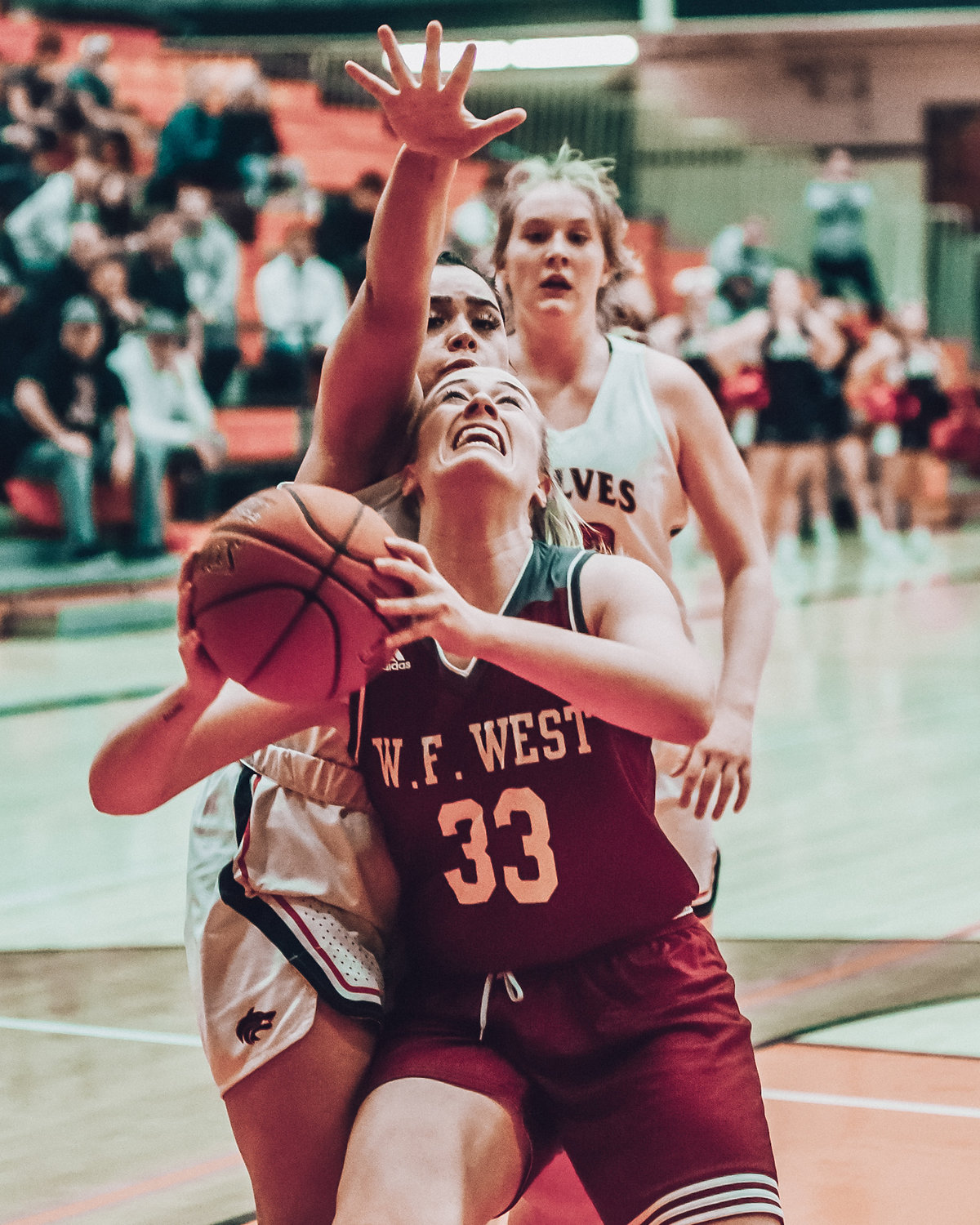 W.F. West's Annika Waring looks for room to shoot against Black Hills on Friday during the District 4 2A Girls Basketball Tournament championship game in Battle Ground.