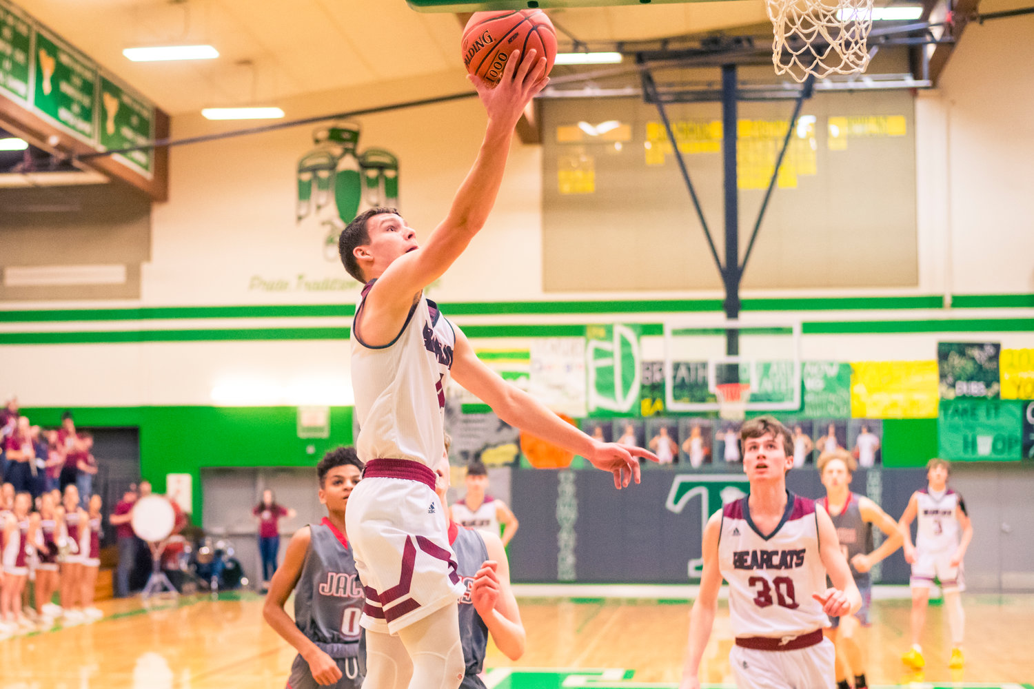 W.F. West's Cade Haller (4) makes a layup during a game against Jacks Thursday night at Tumwater High School.