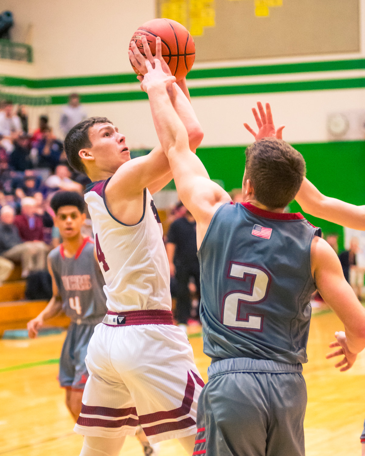 W.F. West's Cade Haller (4) attempts to shoot during a game against Jacks Thursday night at Tumwater High School.