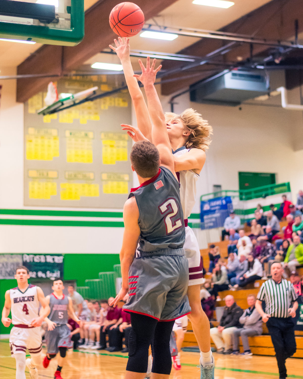 W.F. West's Dirk Plakinger (34) attempts a layup during a game against Jacks Thursday night at Tumwater High School.