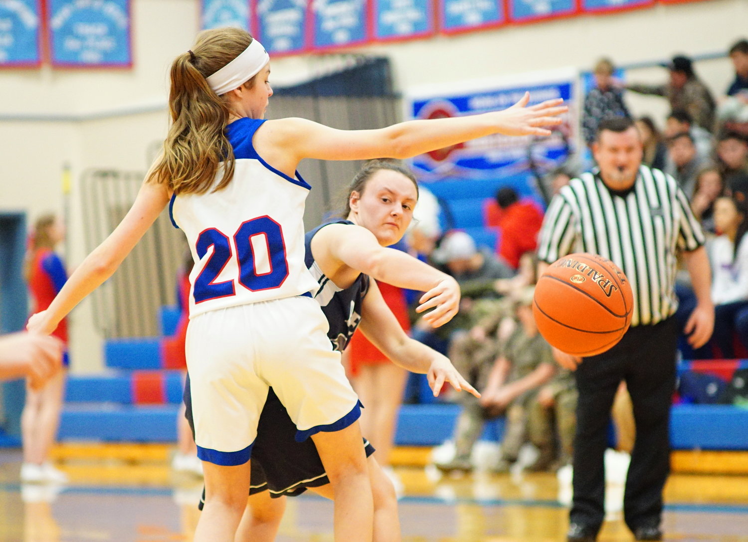 Trojan's Megan Krafczyk (22) makes a pass during a game against Willapa Valley Thursday night in Menlo.