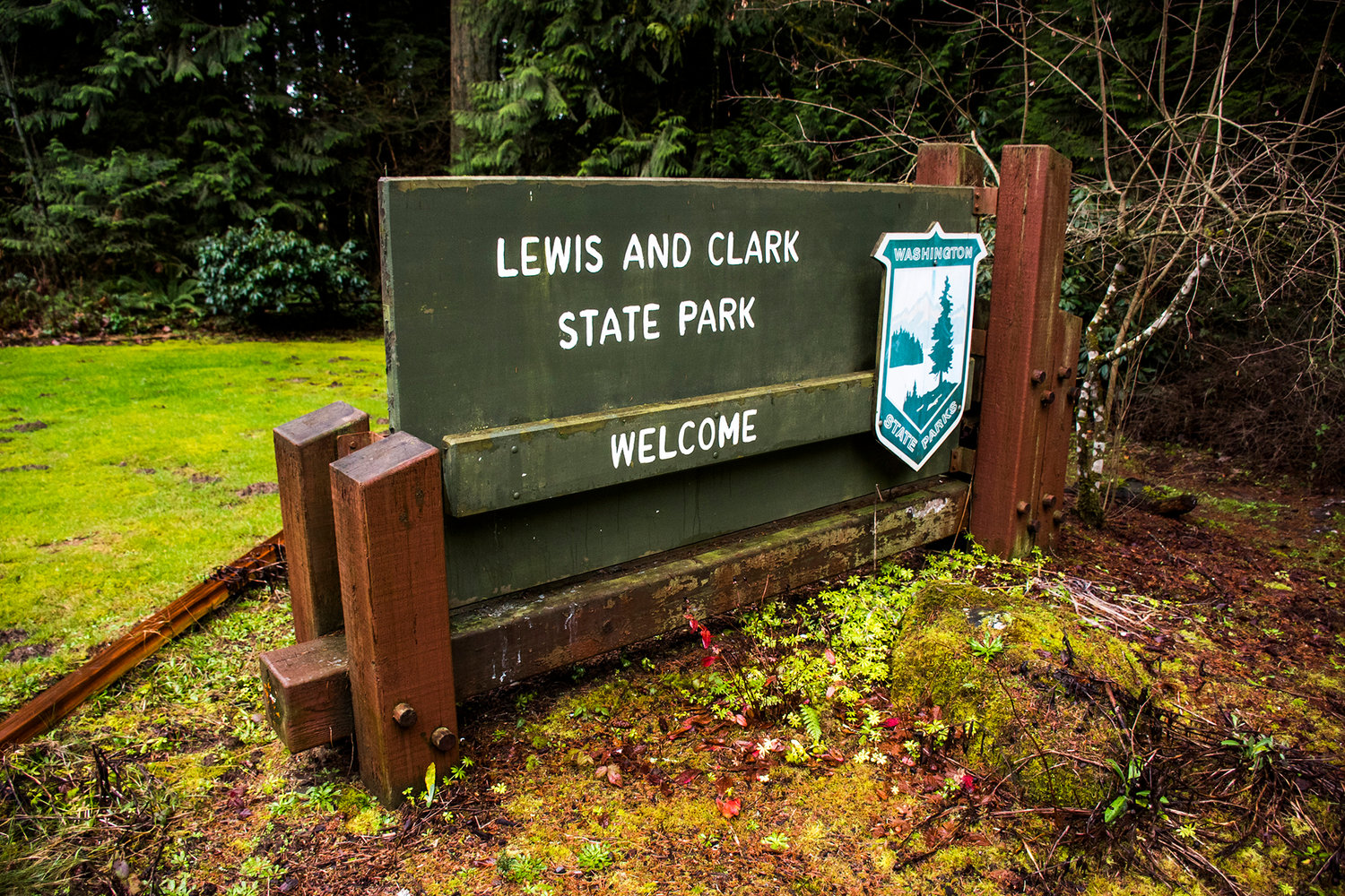 A Welcome sign sits at the entrance of Lewis and Clark State Park Friday afternoon in Toledo.