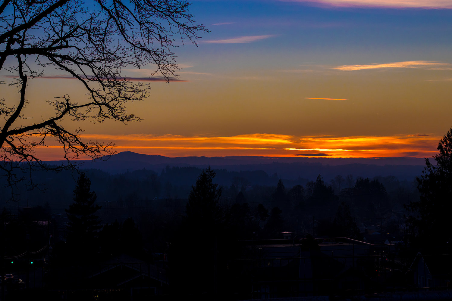A sunset is seen over the Willapa Hills from Chehalis.