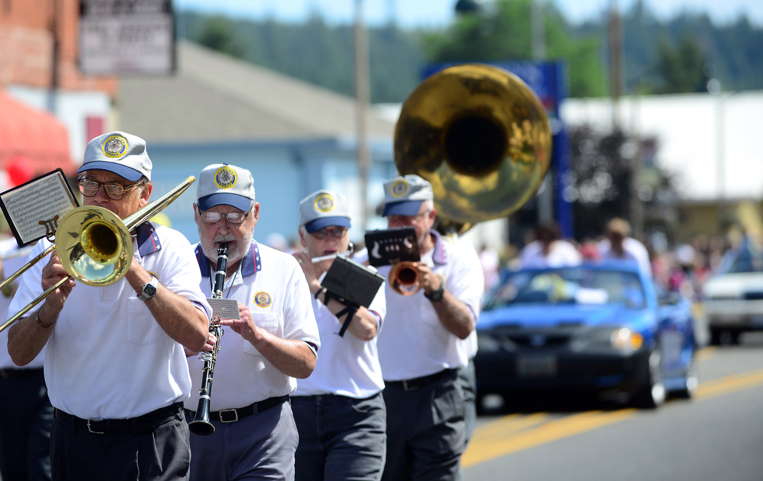 The Department of Washington American Legion Band plays during the Oregon Trail Days Parade in downtown Tenino in this file photo.