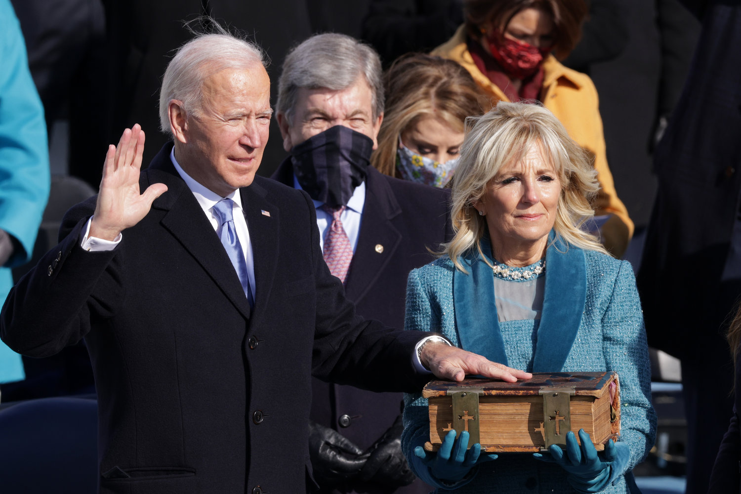 Joe Biden is sworn in as U.S. President during his inauguration on the West Front of the U.S. Capitol on January 20, 2021, in Washington, DC.