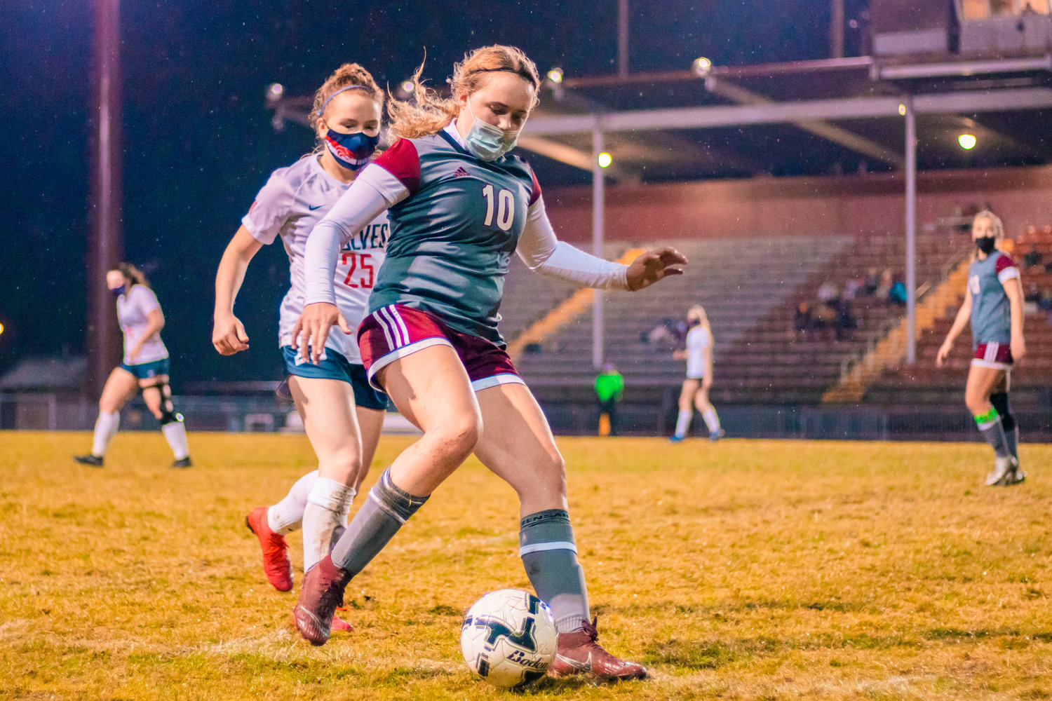 FILE PHOTO: Bearcat’s Lauren Tornow (10) takes control of the ball during a game in Chehalis.