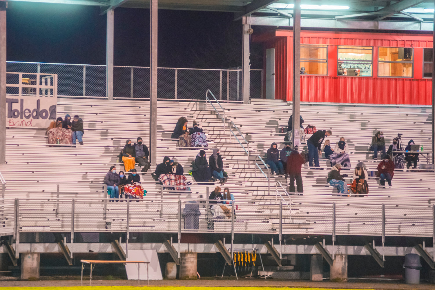 Fans sit in the stands during a game in Toledo Monday night.