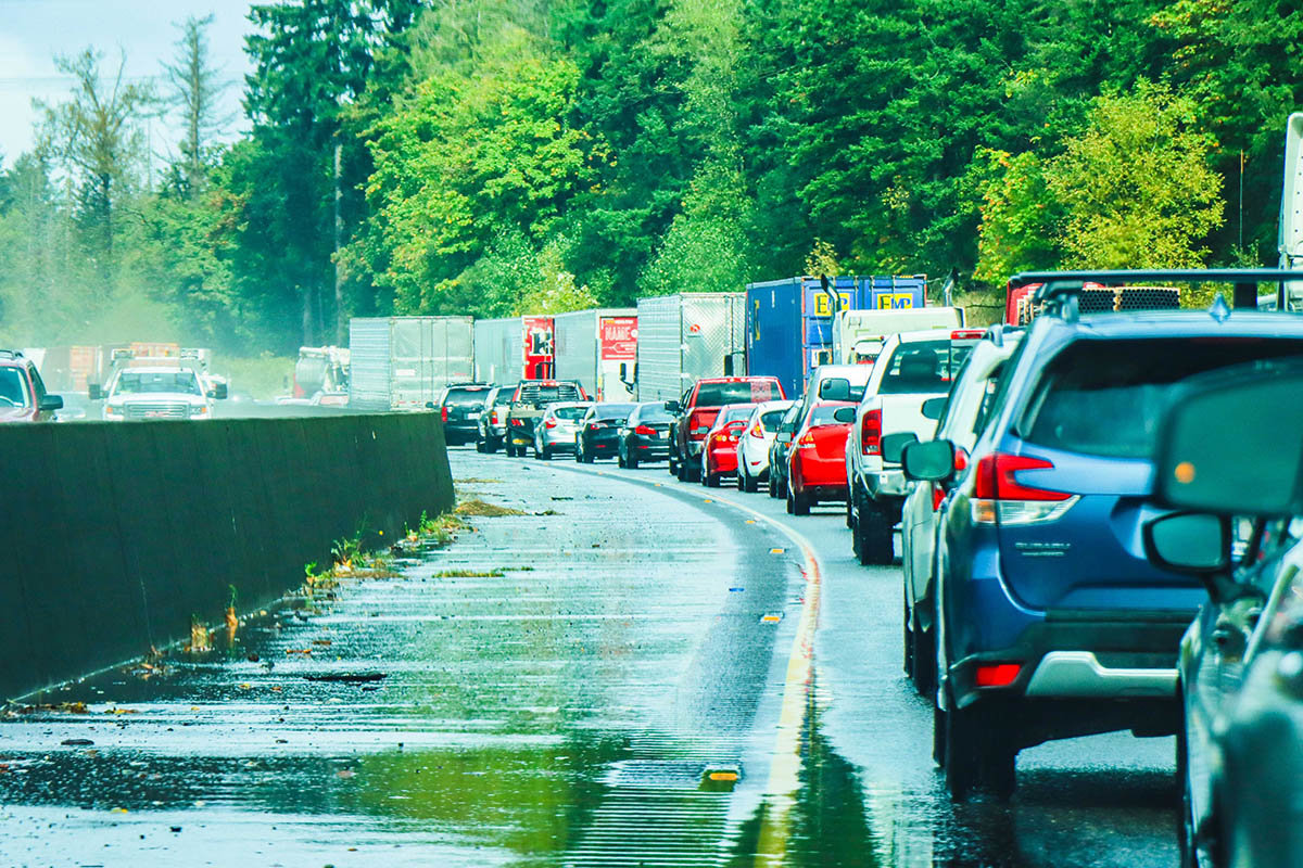 Traffic is backed up on Interstate 5 south of Maytown in this 2019 Chronicle file photo.