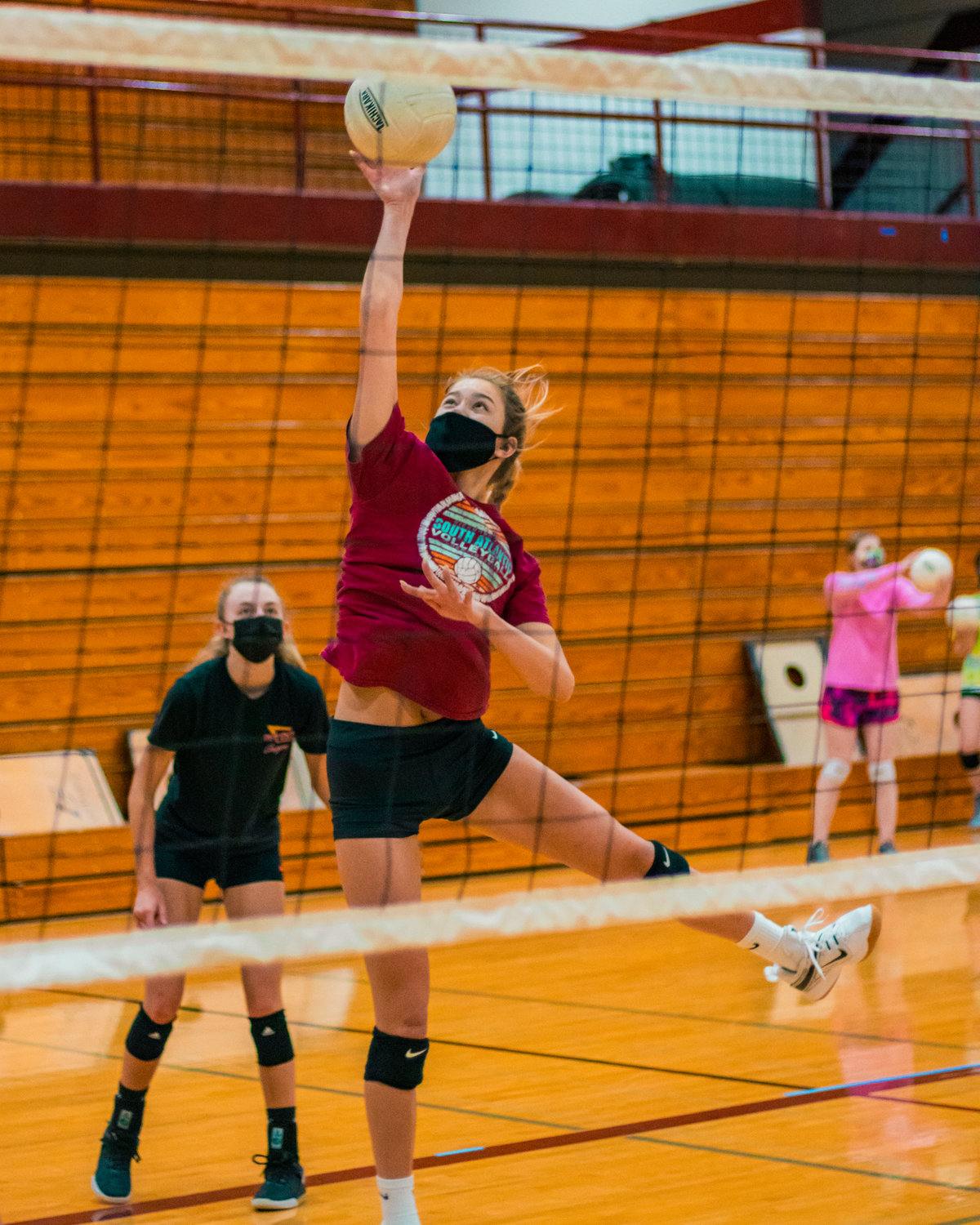 W.F. West's Ava Olsen hits the ball over the net during practice Wednesday afternoon in Chehalis.