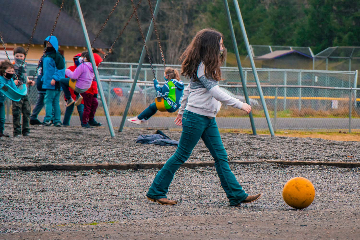 Students play during recess in Onalaska on Tuesday.