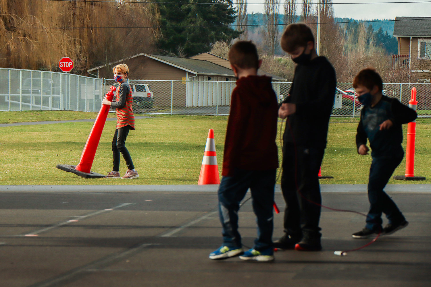 Kids sport masks as they play at Jefferson Lincoln Elementary during Boys and Girls Club Wednesday afternoon in Centralia.