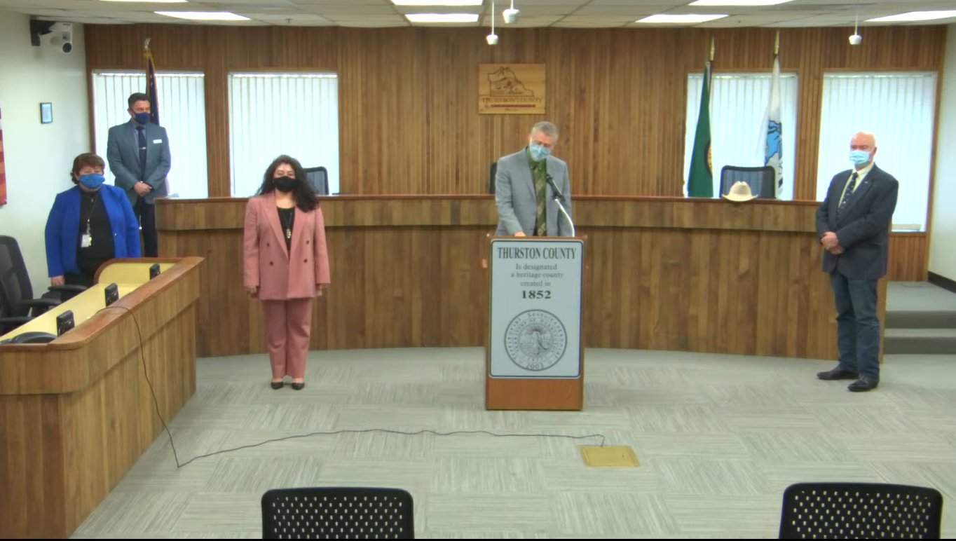 The Thurston County Board of Commissioners and staff on Tuesday afternoon held a special memorial tribute to recognize the more than 400,000 people in the United States who so far have died from COVID-19.
