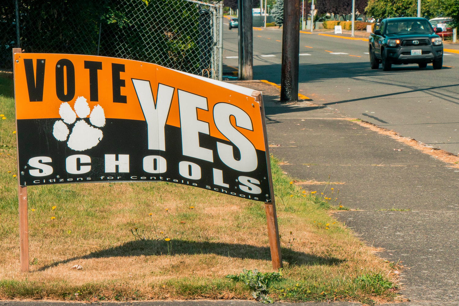 A "Vote Yes" for Centralia Schools sign is seen in Centralia in this 2020 file photo.