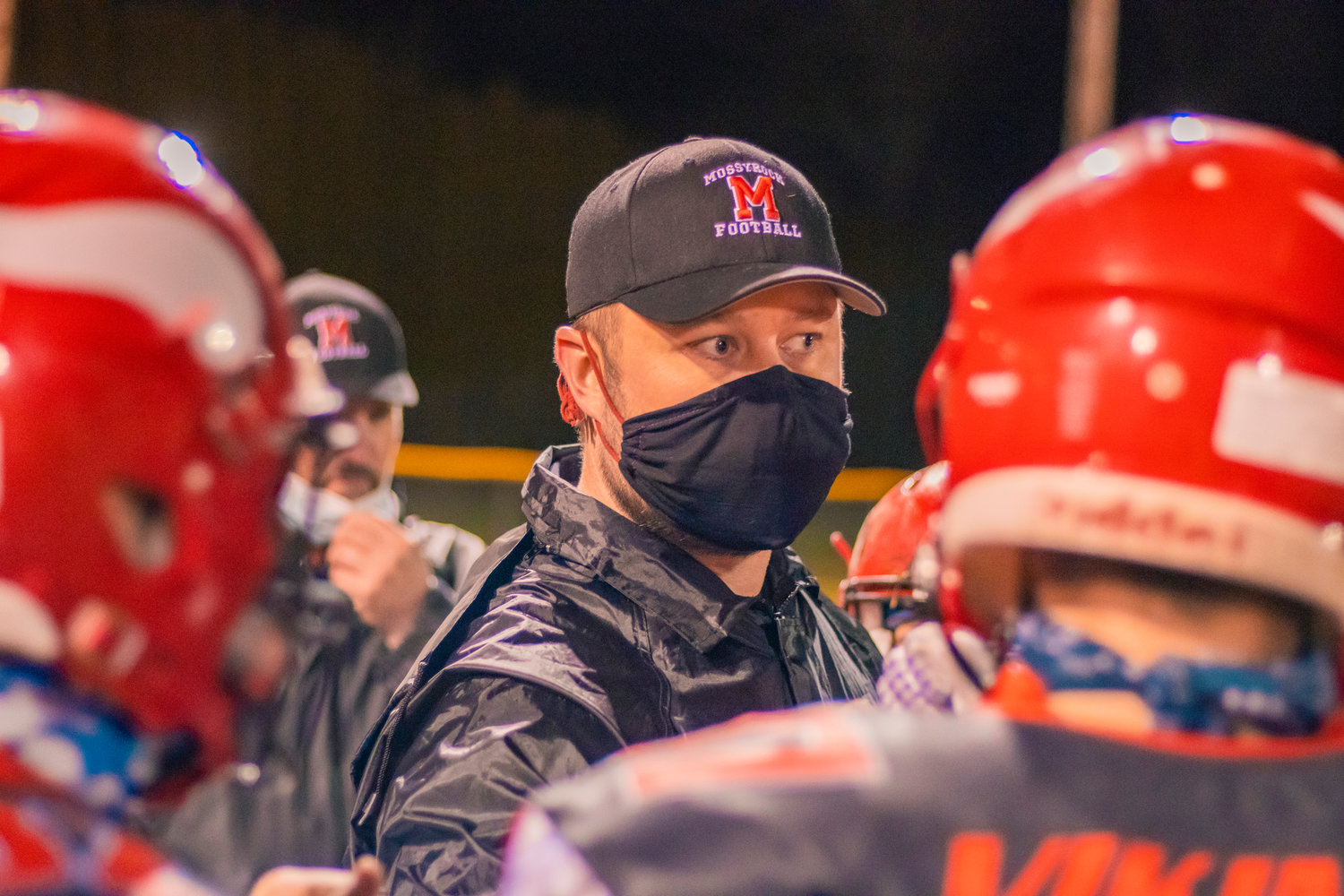 FILE PHOTO - Vikings’ Head Coach Eric Ollikainen talks to players during a game against the Winlock on March 5.