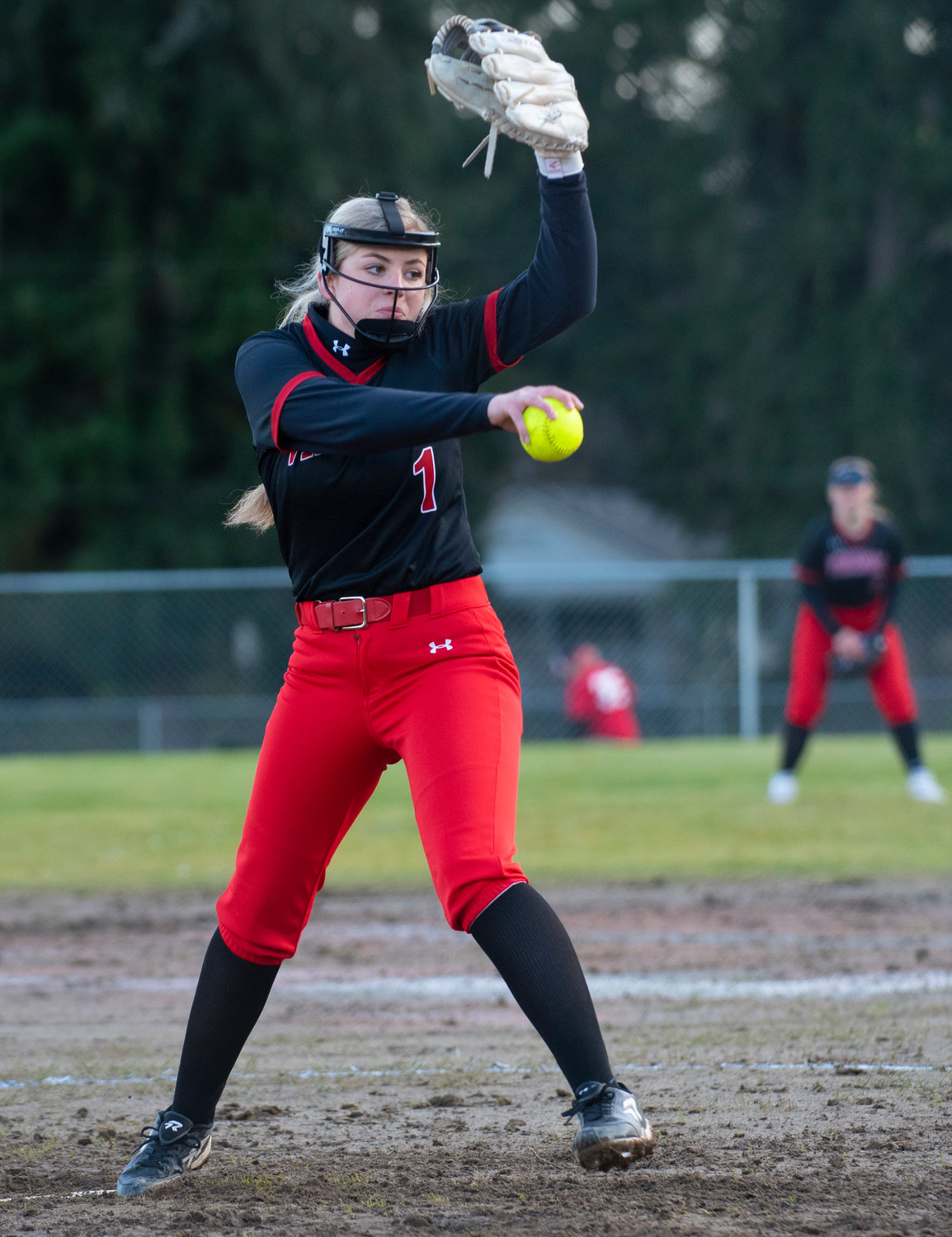 Mossyrock  pitcher Gracie May West winds up for a throw against Oakville on Thursday.