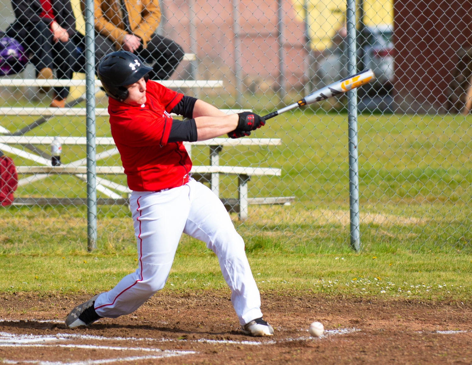 Mossyrock's Marshall Brockway connects on an Oakville pitch Thursday.
