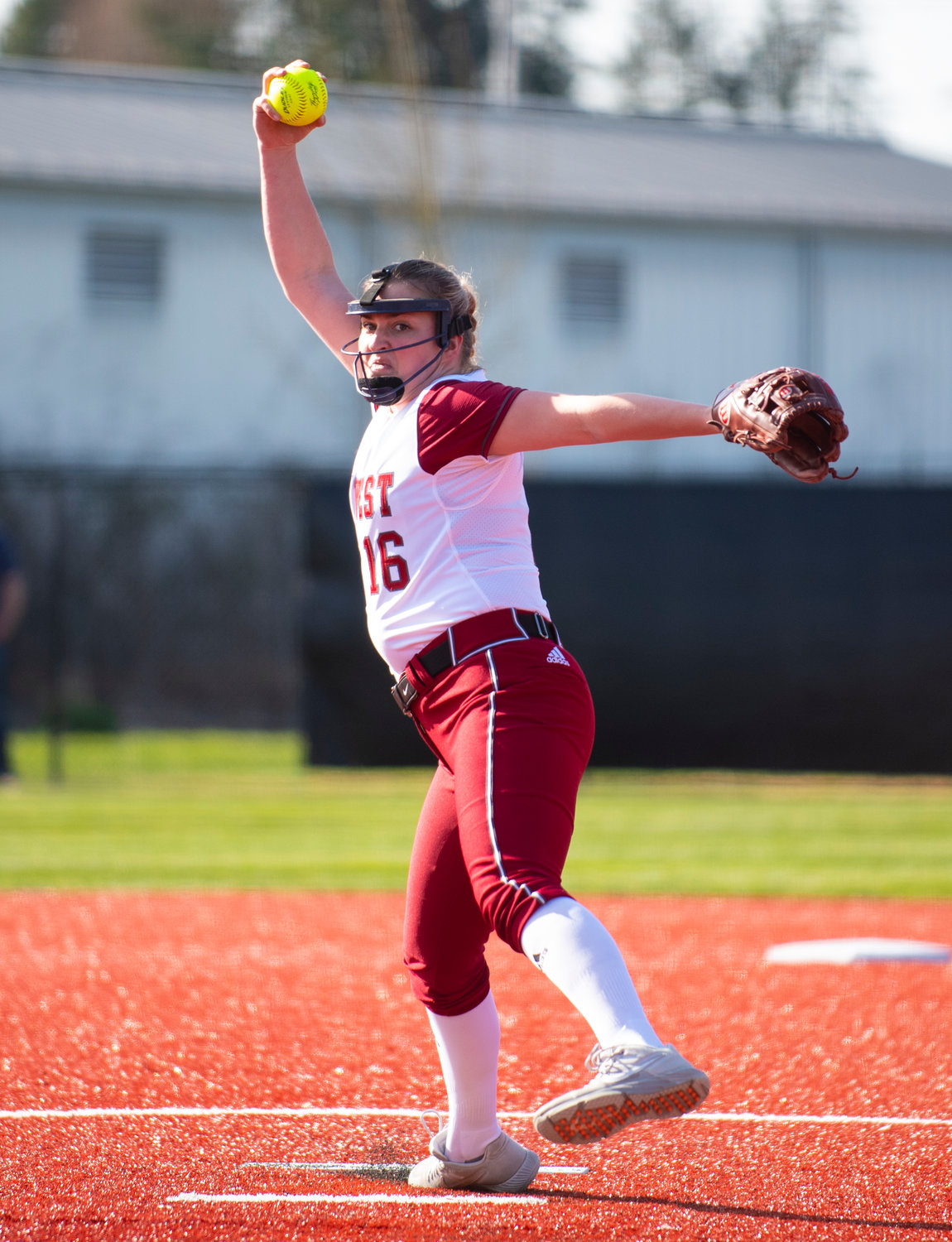W.F. West pitcher Kamy Dacus throwing against Rochester at home on Wednesday.