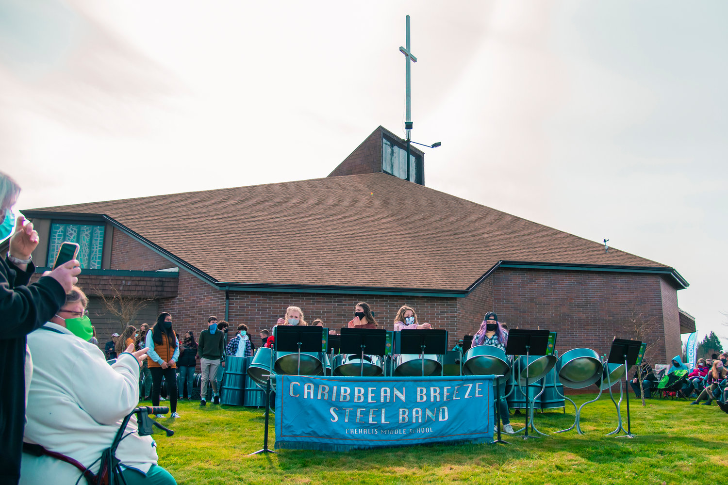 The Caribbean Breeze Steel Band plays at Bethel Church during an Easter event on Saturday in Chehalis.