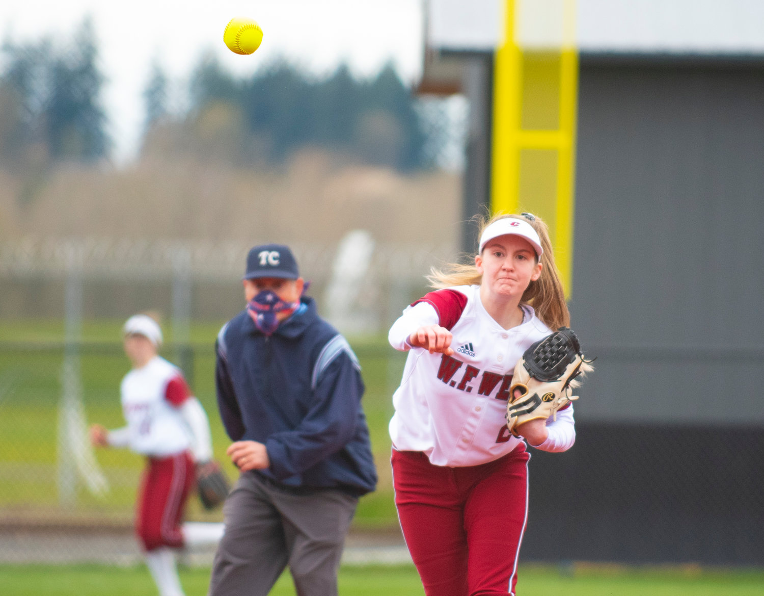 W.F. West shortstop Saige Brindle makes a throw to first base on Wednesday.