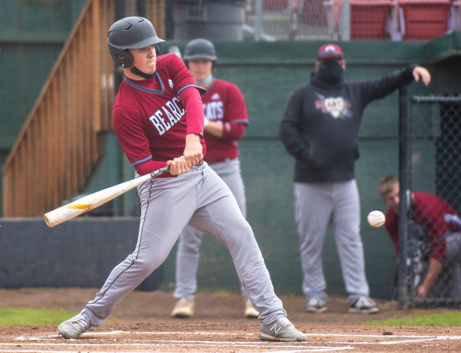 W.F. West senior Kolby Hansen loads up to swing at a pitch on Friday.