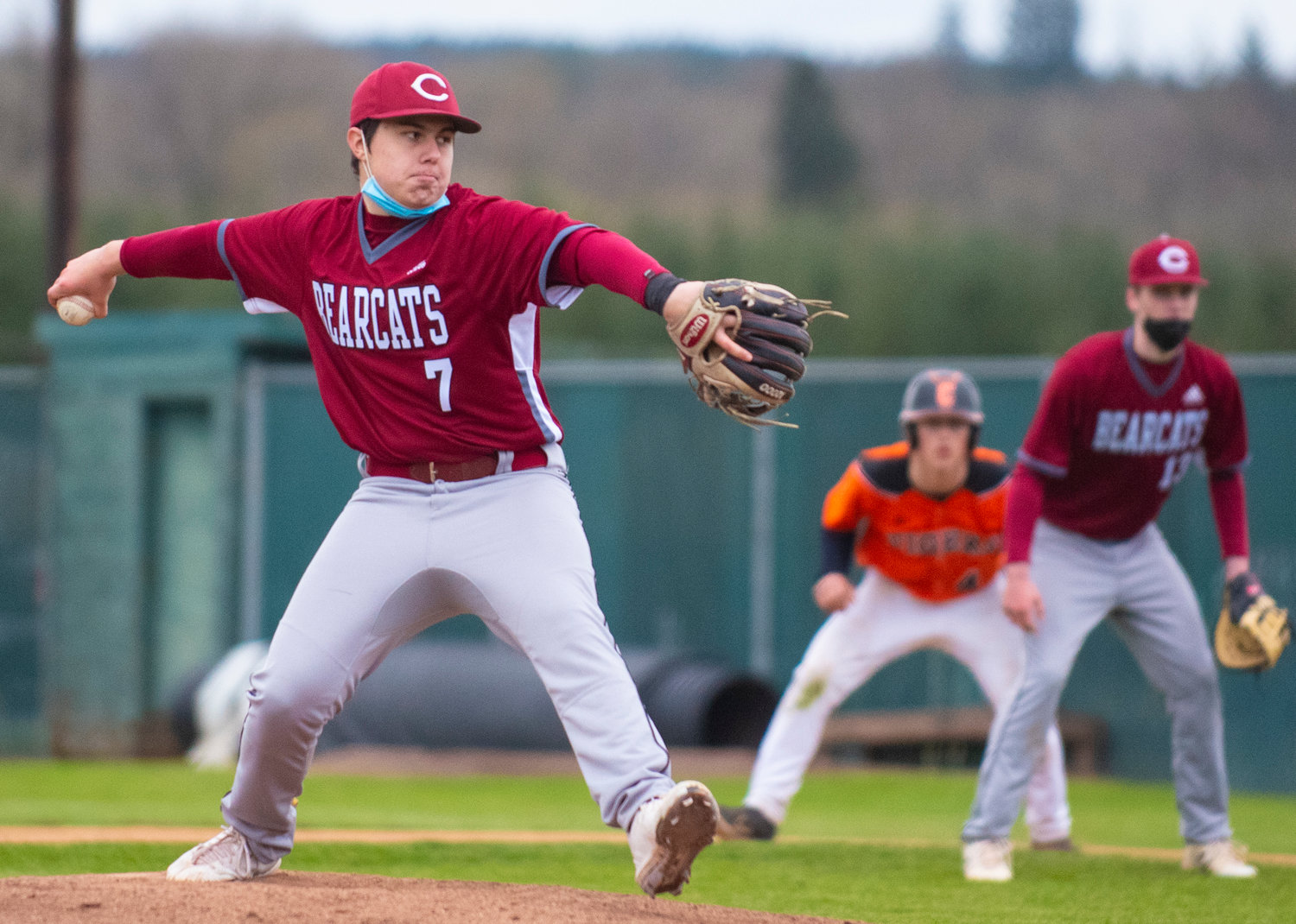 W.F. West's Andrew Stafford pitches relief for the Bearcats on Friday.