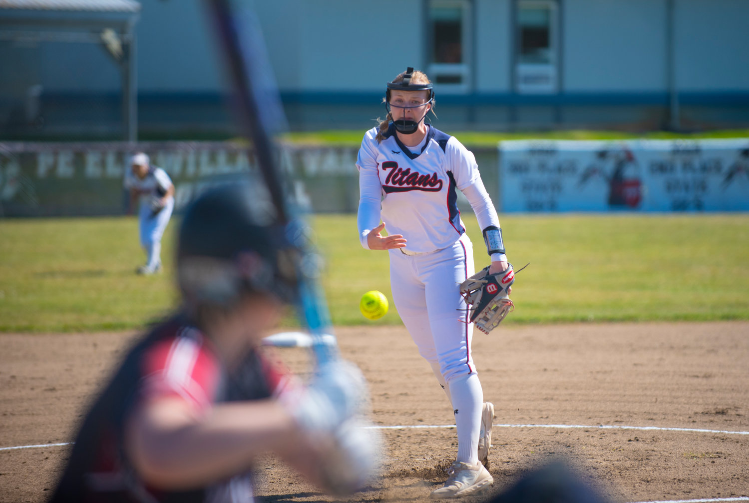 Pe Ell-Willapa Valley ace Olivia Matlock whips a pitch in to an Ocosta batter on Tuesday in Pe Ell.