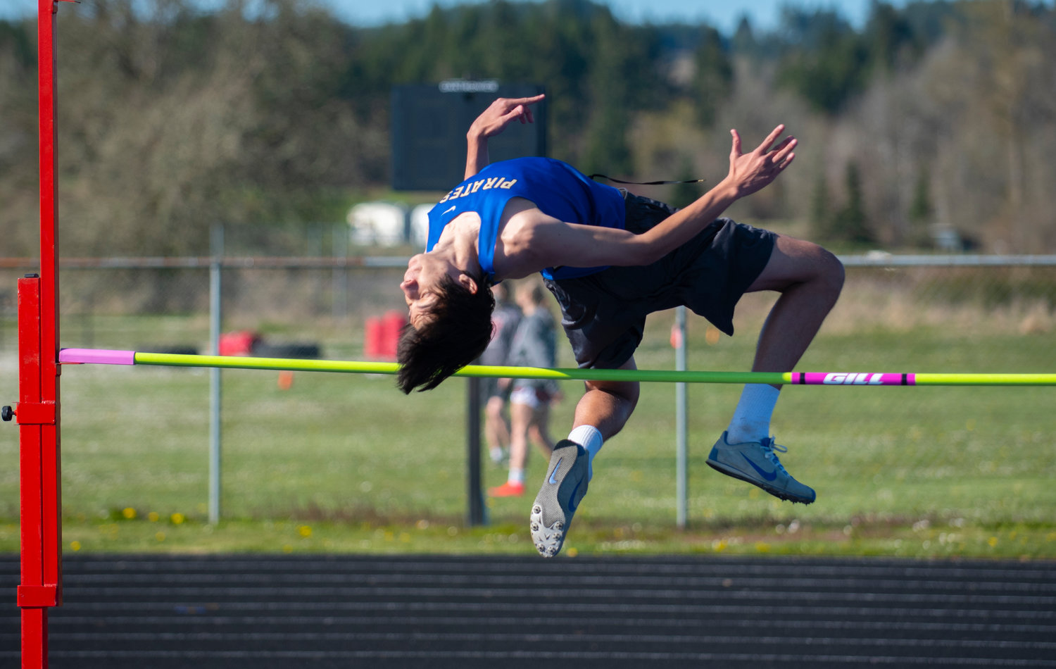 Adna's Trenton Carper clears the high jump on Tuesday in Adna.