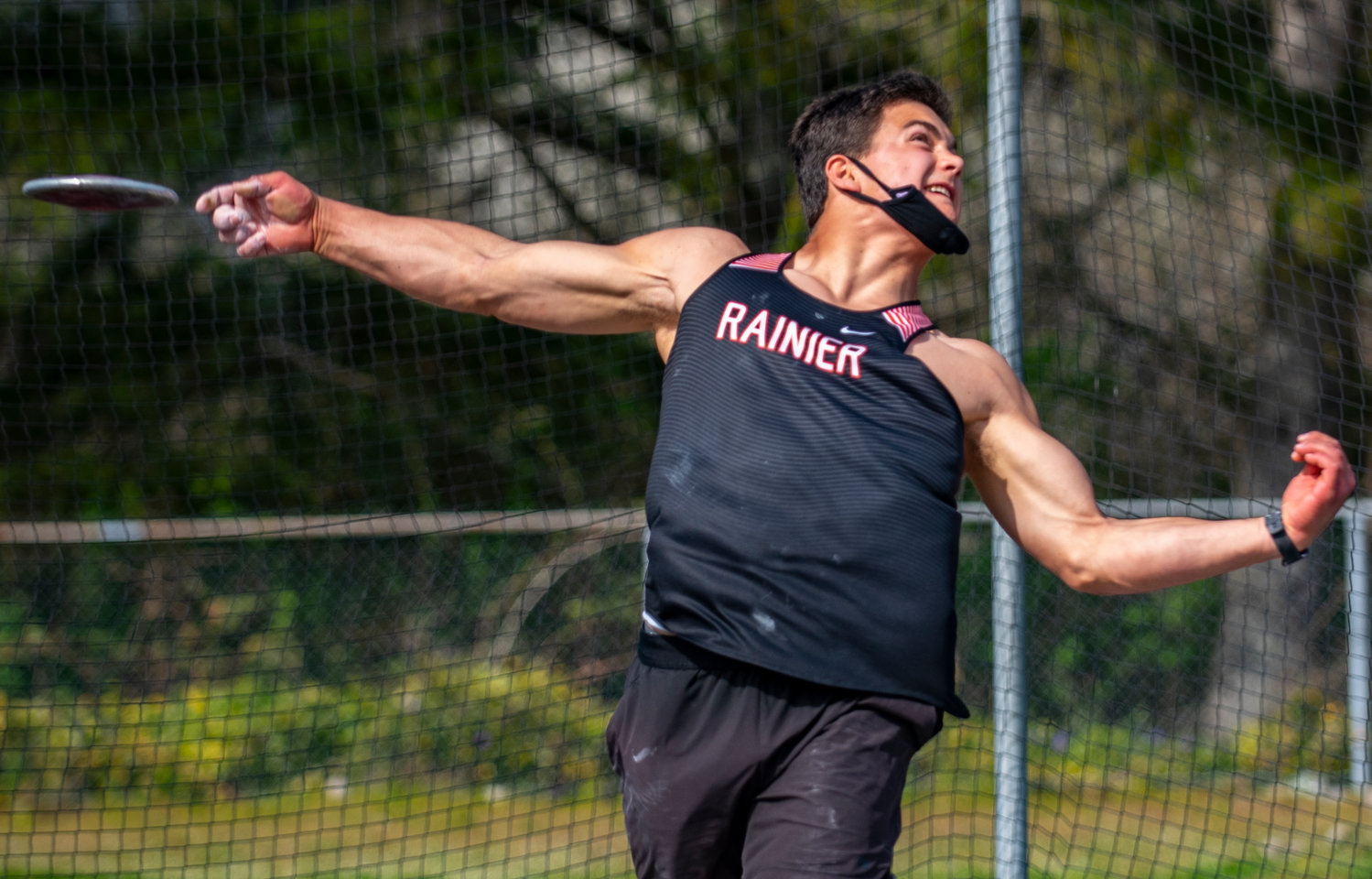 FILE PHOTO -- Rainier junior Jeremiah Nubbe broke the Washington state junior discus throw record with a toss of 196 feet even at a meet in Tenino last season.