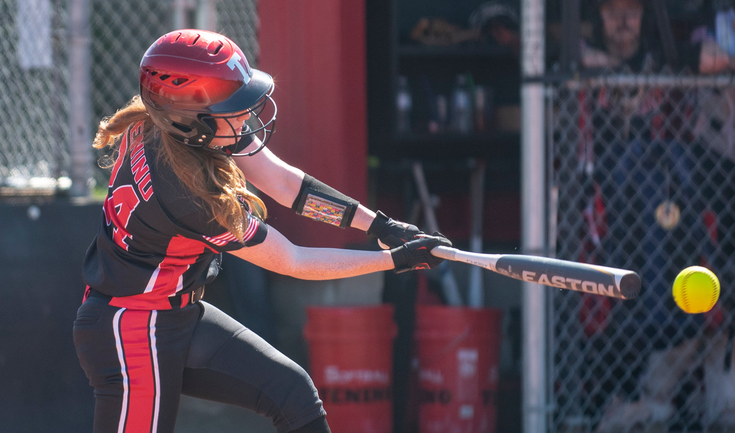 Tenino junior Abby Severse lines up an Elma pitch in the leadoff spot on Tuesday.
