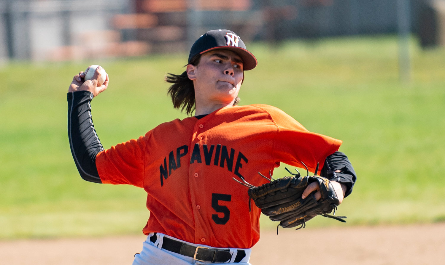 Napavine junior pitcher Gavin Parker delivers a pitch to a Kalama batter on Tuesday at home.