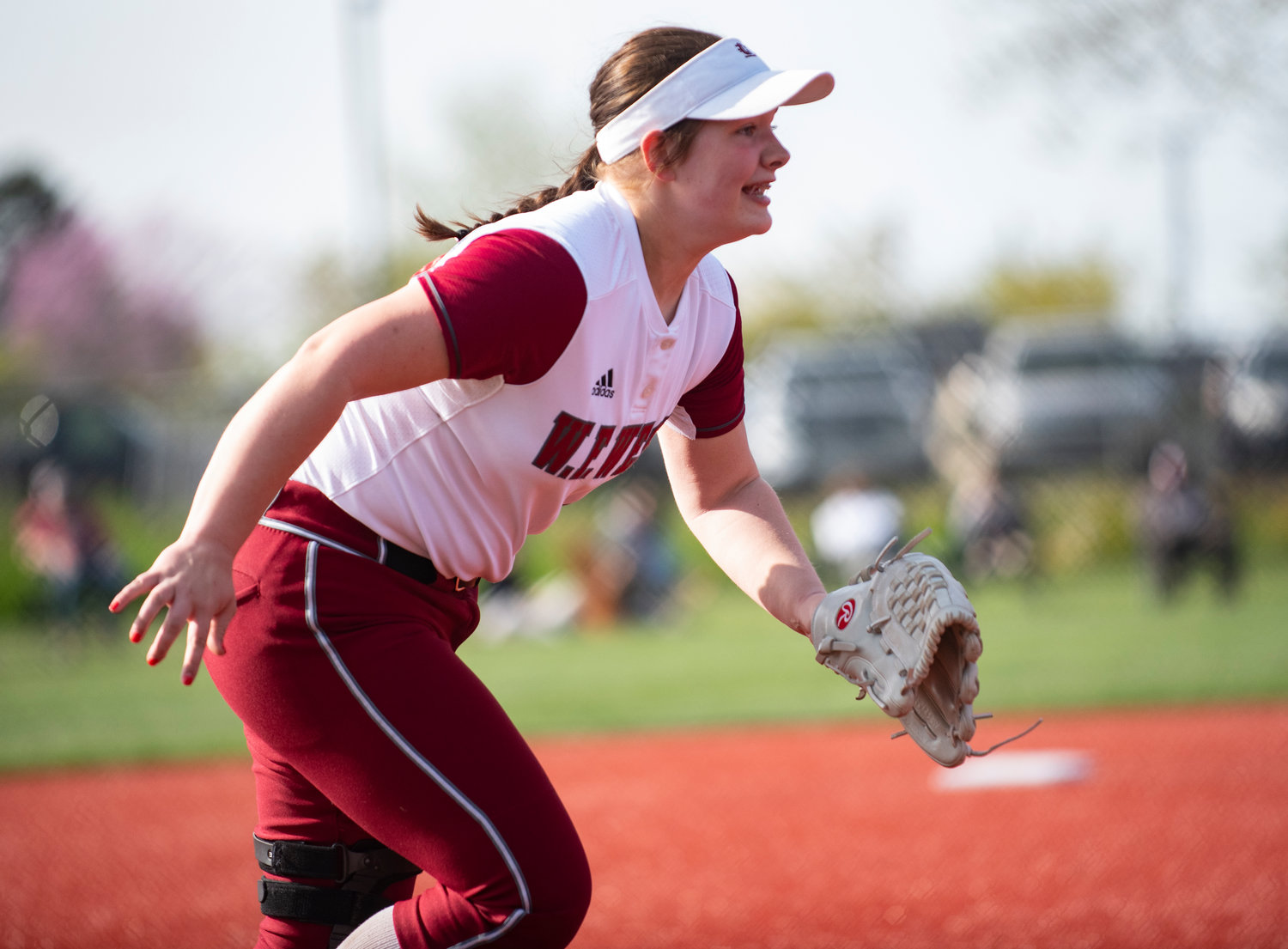 W.F. West sophomore third baseman Savannah Hawkins chases down a Tumwater bunt on Wednesday.