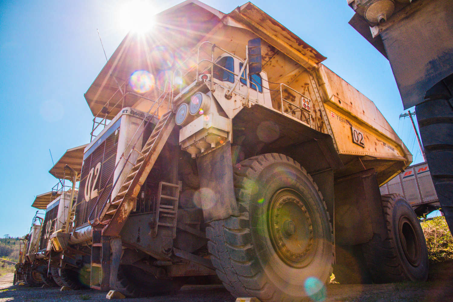 The sun shines down on trucks used for mining operations at TransAlta in Centralia on Thursday.