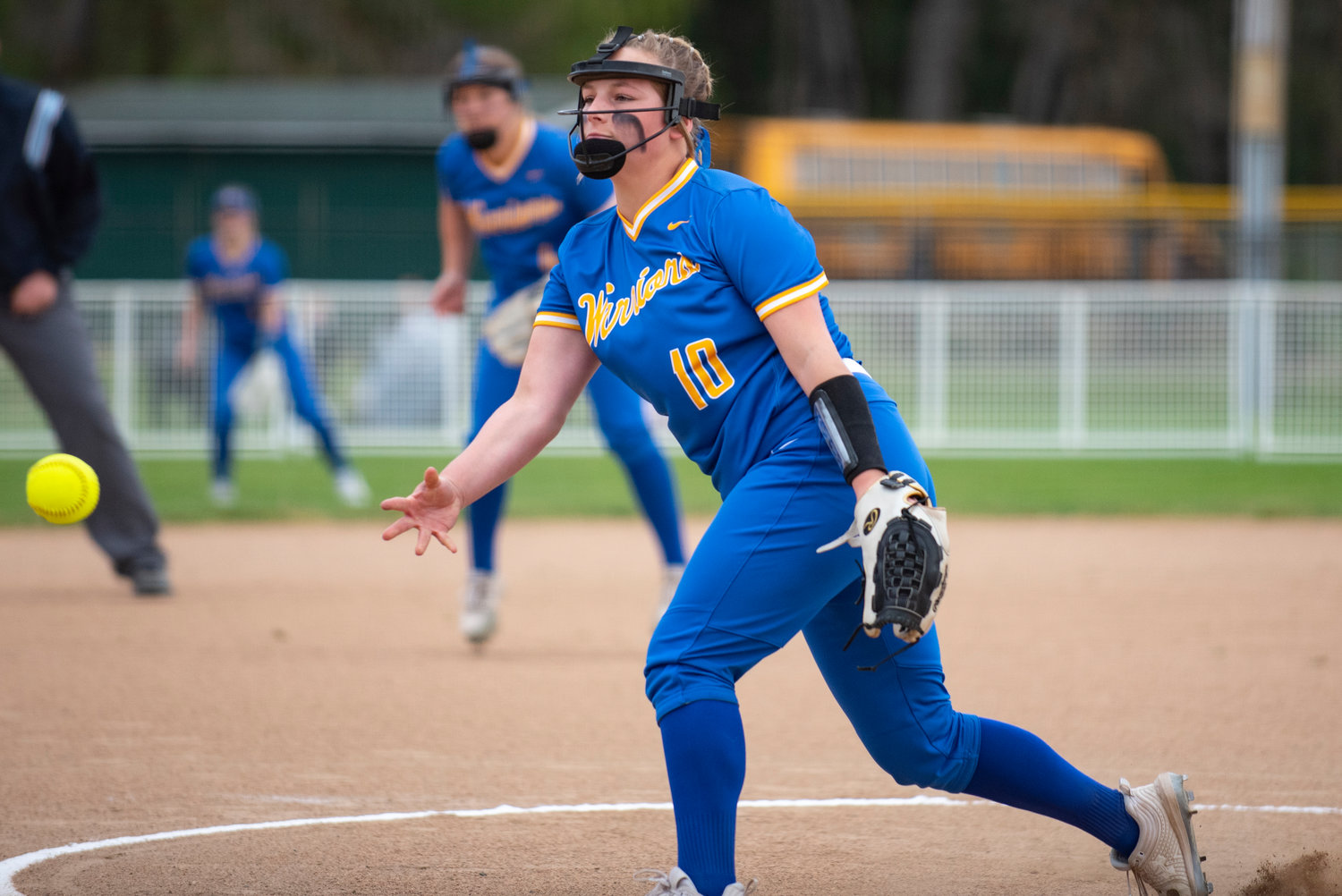 Rochester sophomore pitcher Kaylei Clark delivers a pitch to Centralia on Friday.