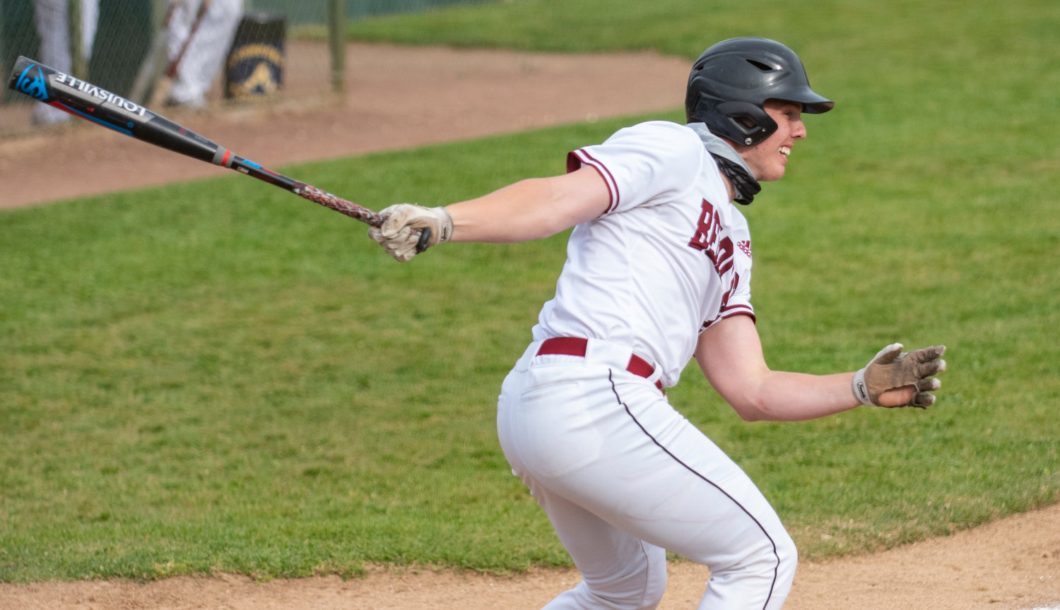 W.F. West catcher Drew Reynolds connects on an Aberdeen pitch on Friday.