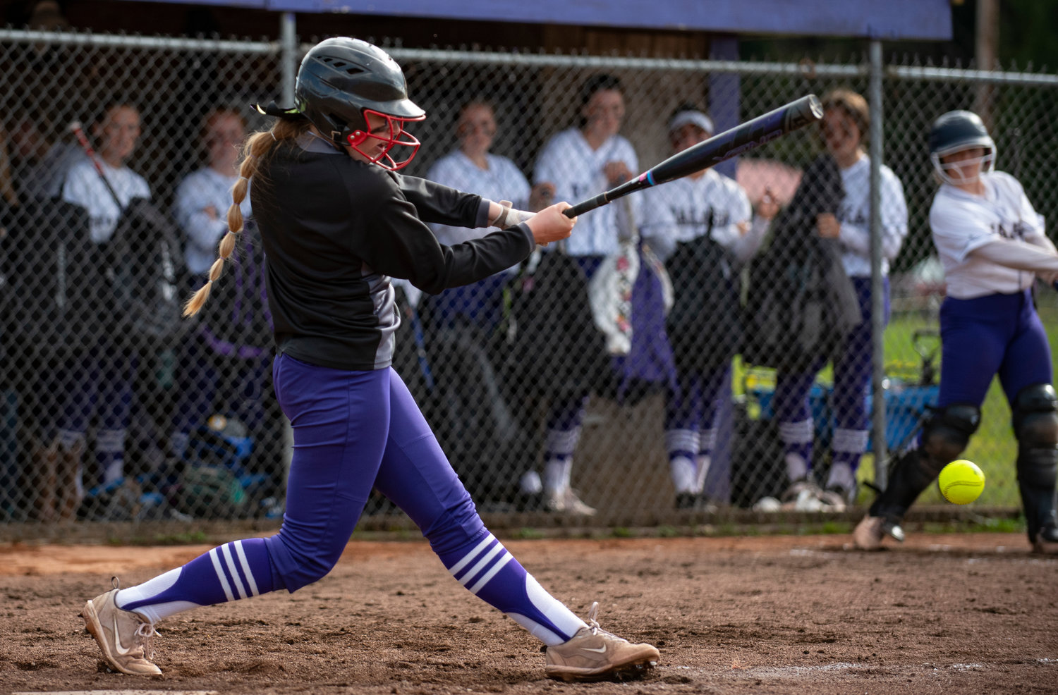 Onalaska's Hannah James connects on a MWP pitch on Monday.