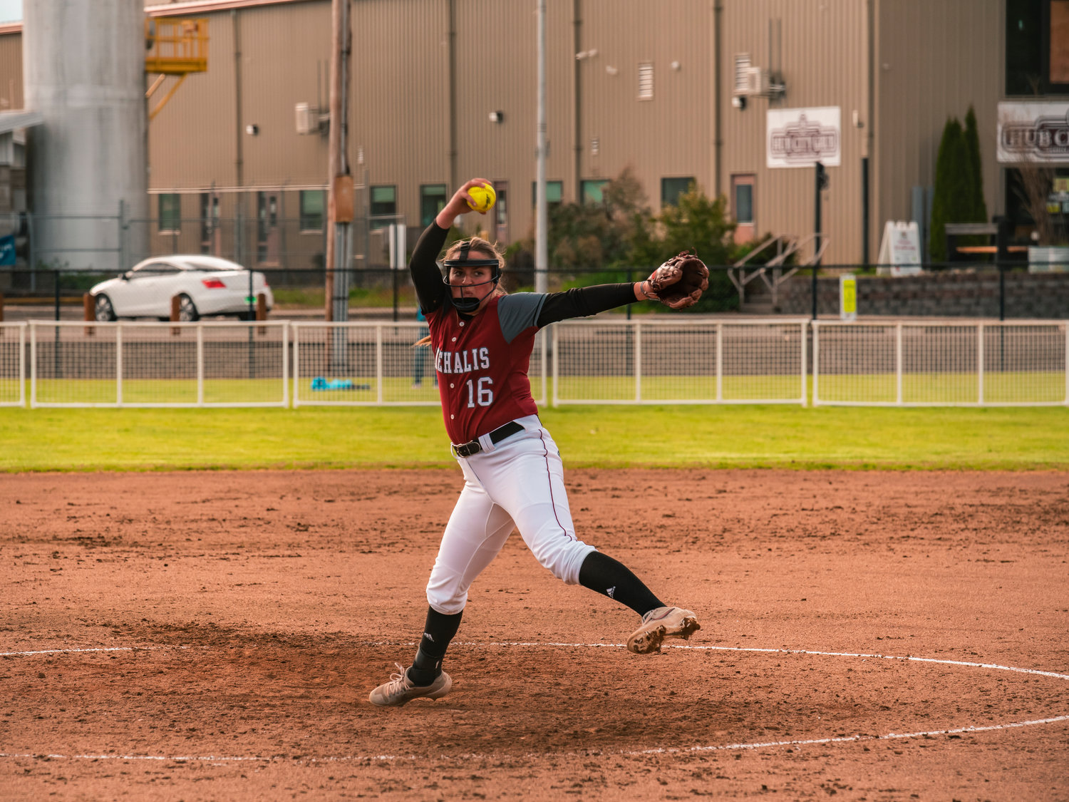 W.F. West ace Kamy Dacus winds up for a pitch against Centralia.