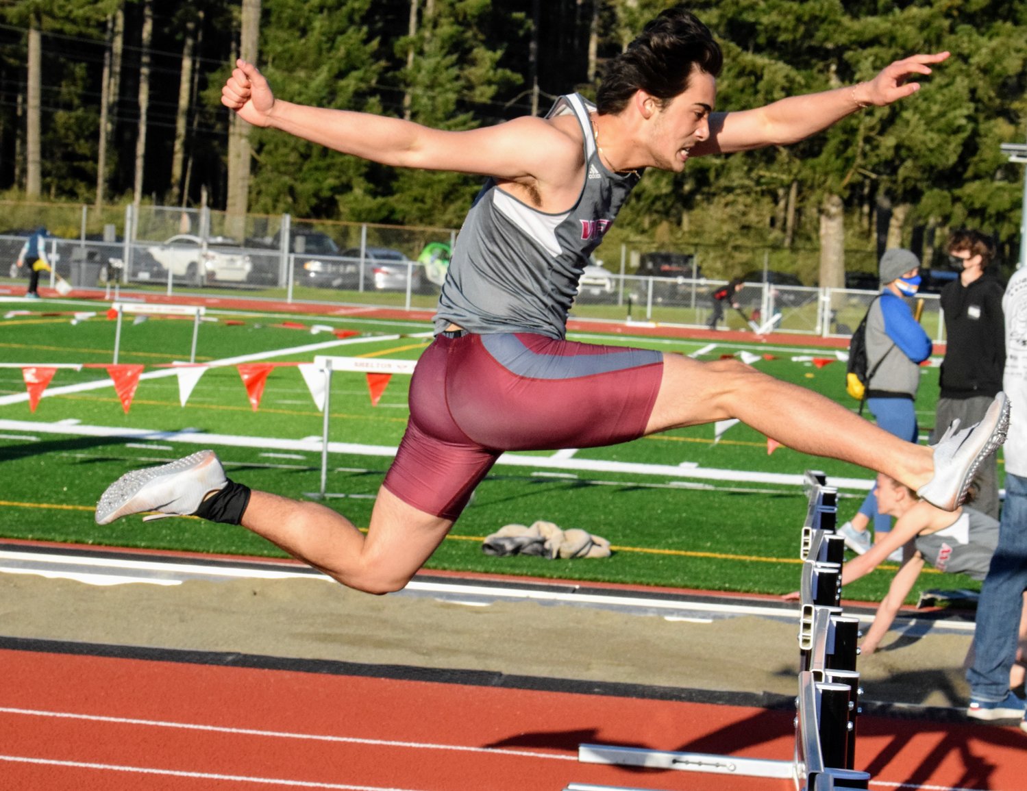 W.F. West's Connor Russell won both the boys 110 and 300 hurdles on Saturday
