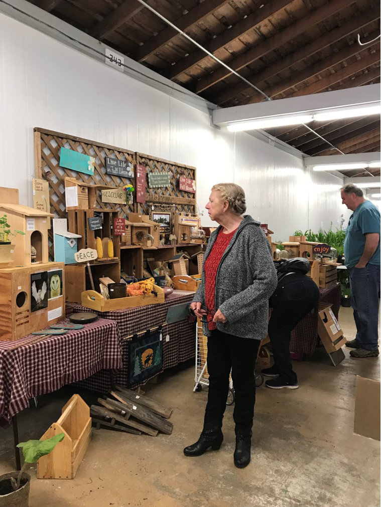 A shopper checks out options at the Lewis County Master Gardeners' plant sale in 2018.