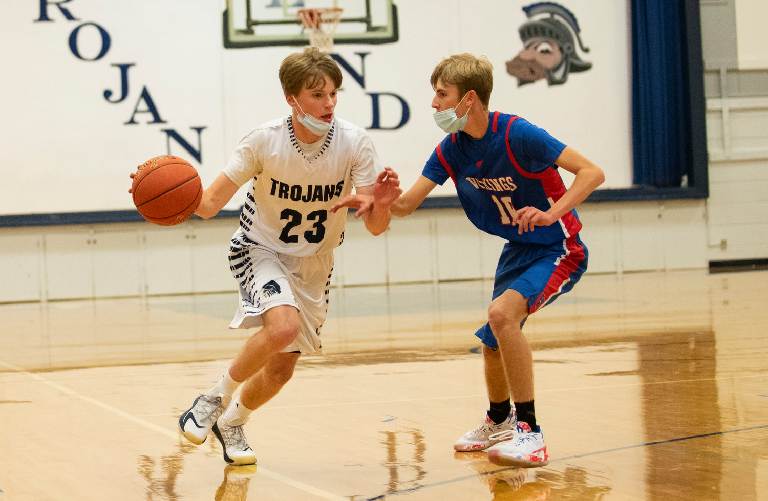 FILE PHOTO - Pe Ell's Joey McCalden (23) drives against Willapa Valley's Riley Pearson on Friday.