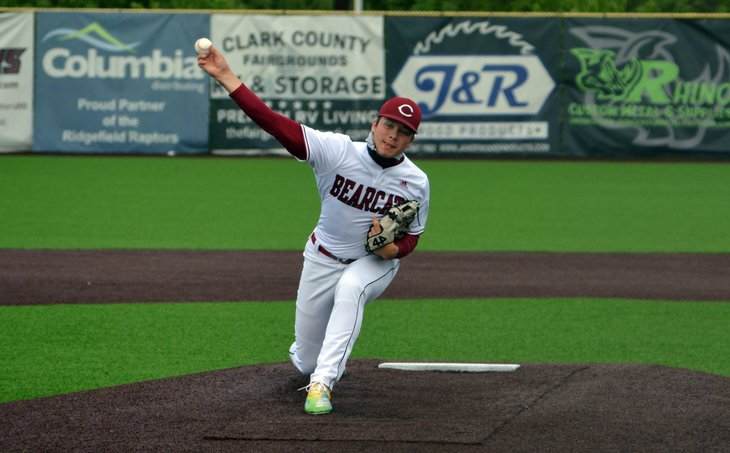W.F. West's Brit Lusk delivers a pitch to Columbia River on Friday.