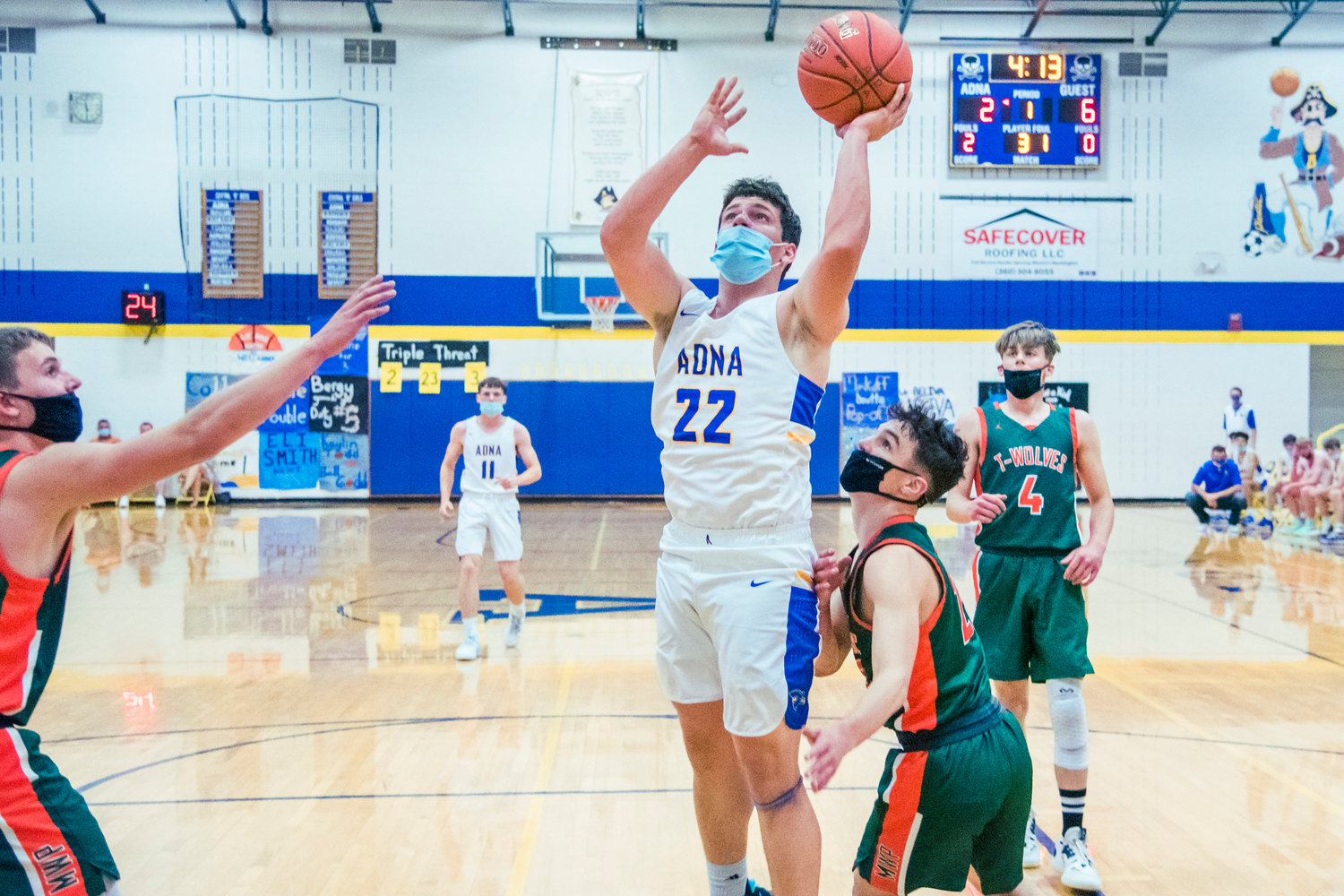 Adna’s Tyler Minkoff (22) goes up for a shot during a game against MWP on Tuesday.