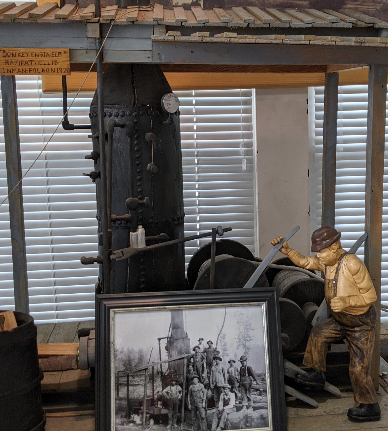 An intricate wood carving of an old-fashioned logging steam donkey is among several amazing wood carvings on display at the Winlock Historical Museum. The carvings were made by Donald Bray, who died in 2010 at the age of 95, and are on loan from his estate.