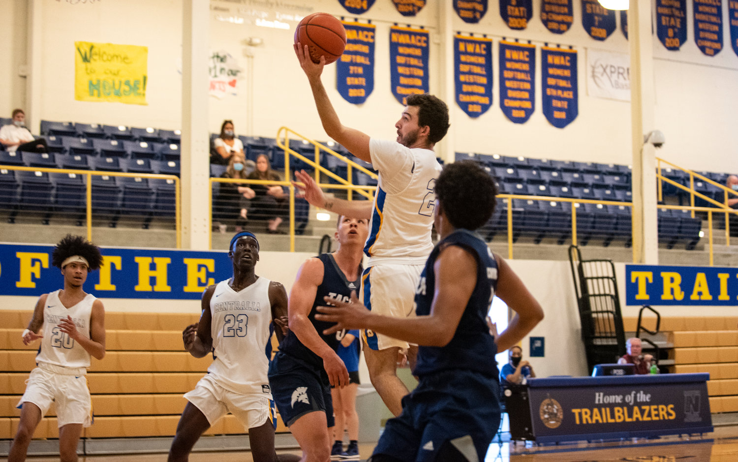 Centralia College's Joseph Grasso drives through Tacoma's defense for two points on Friday.