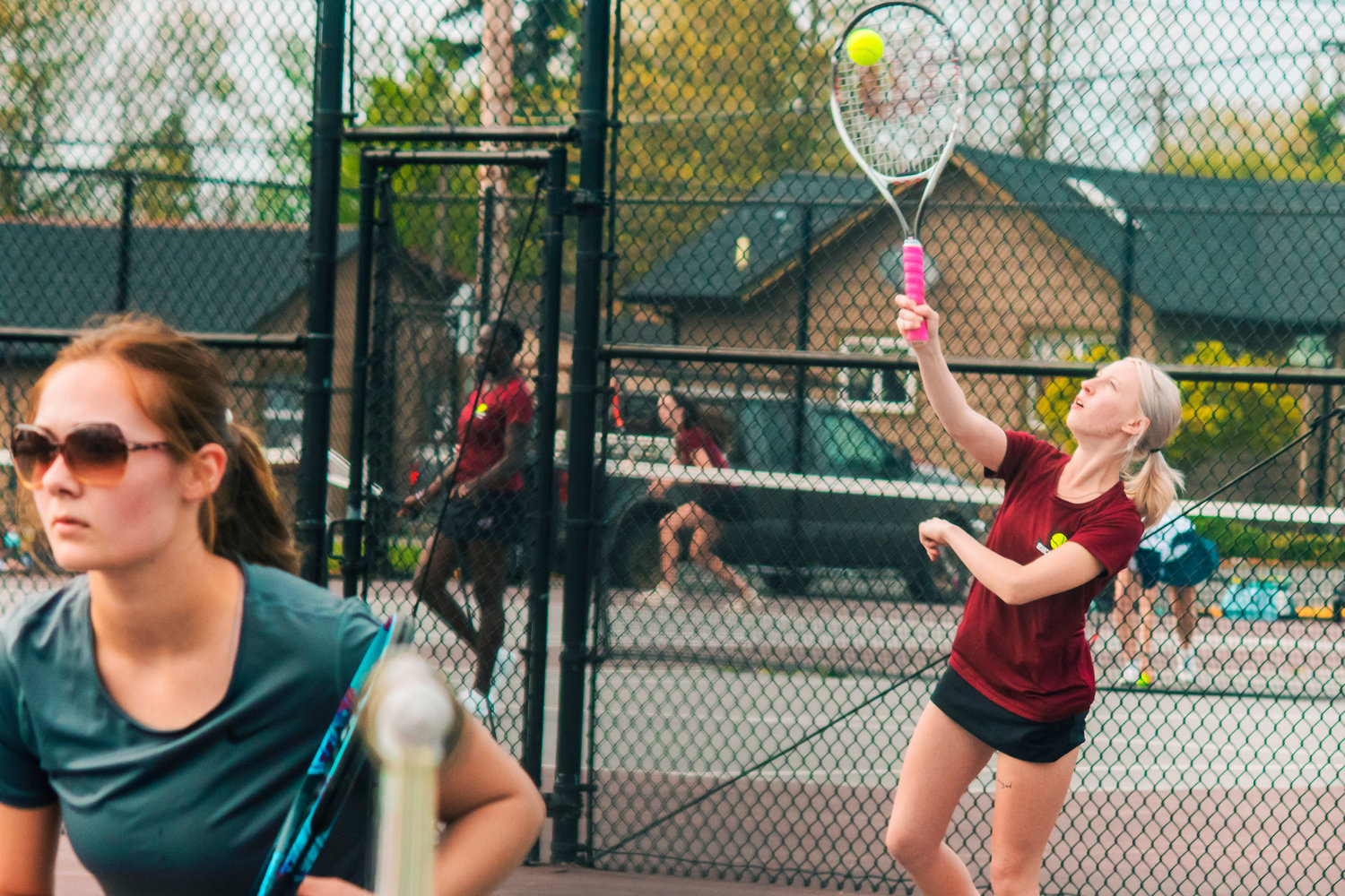 Bearcat tennis courts are seen in full swing as girls play matches earlier this year.