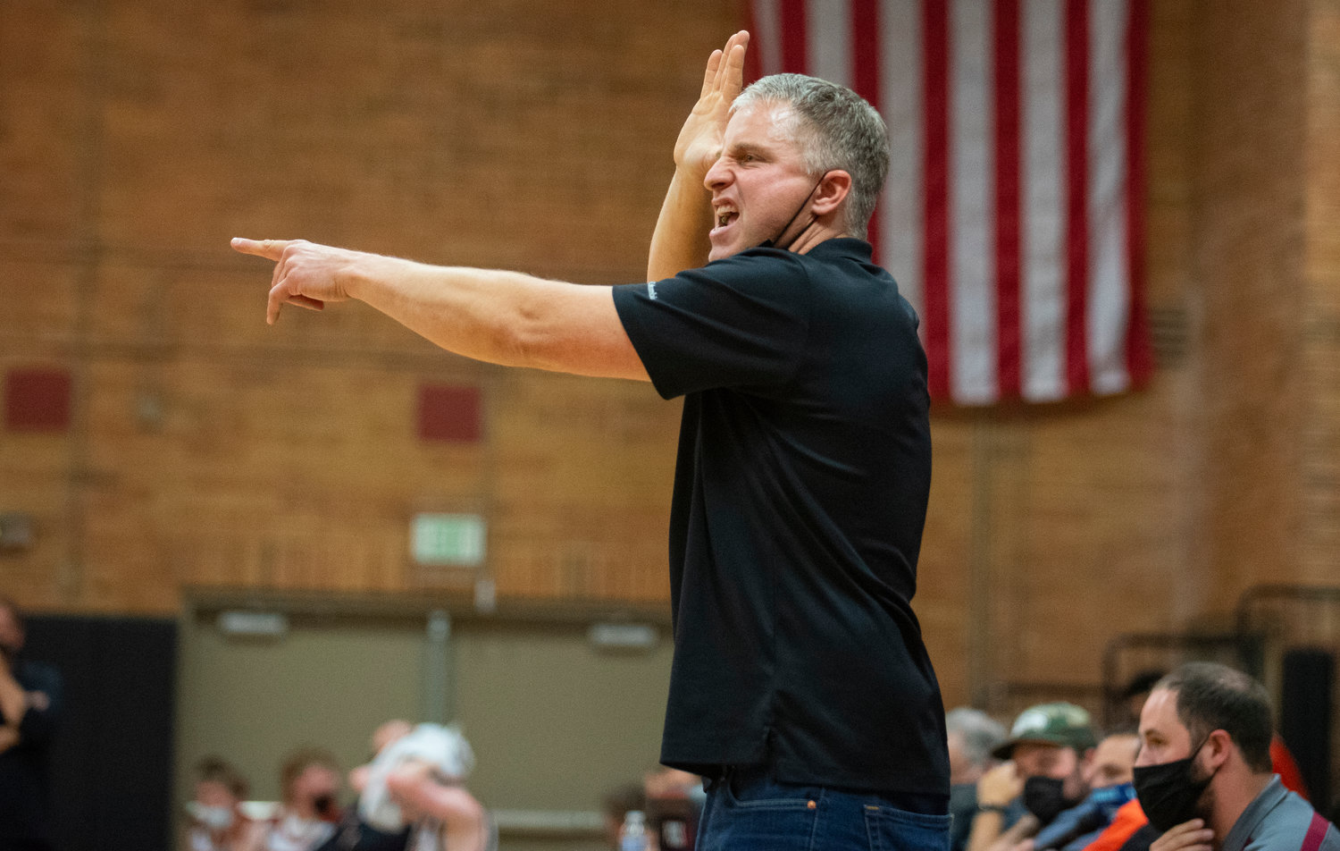 W.F. West coach Chris White calls out instructions to his team in the second quarter of the Bearcats' win over Centralia Monday.