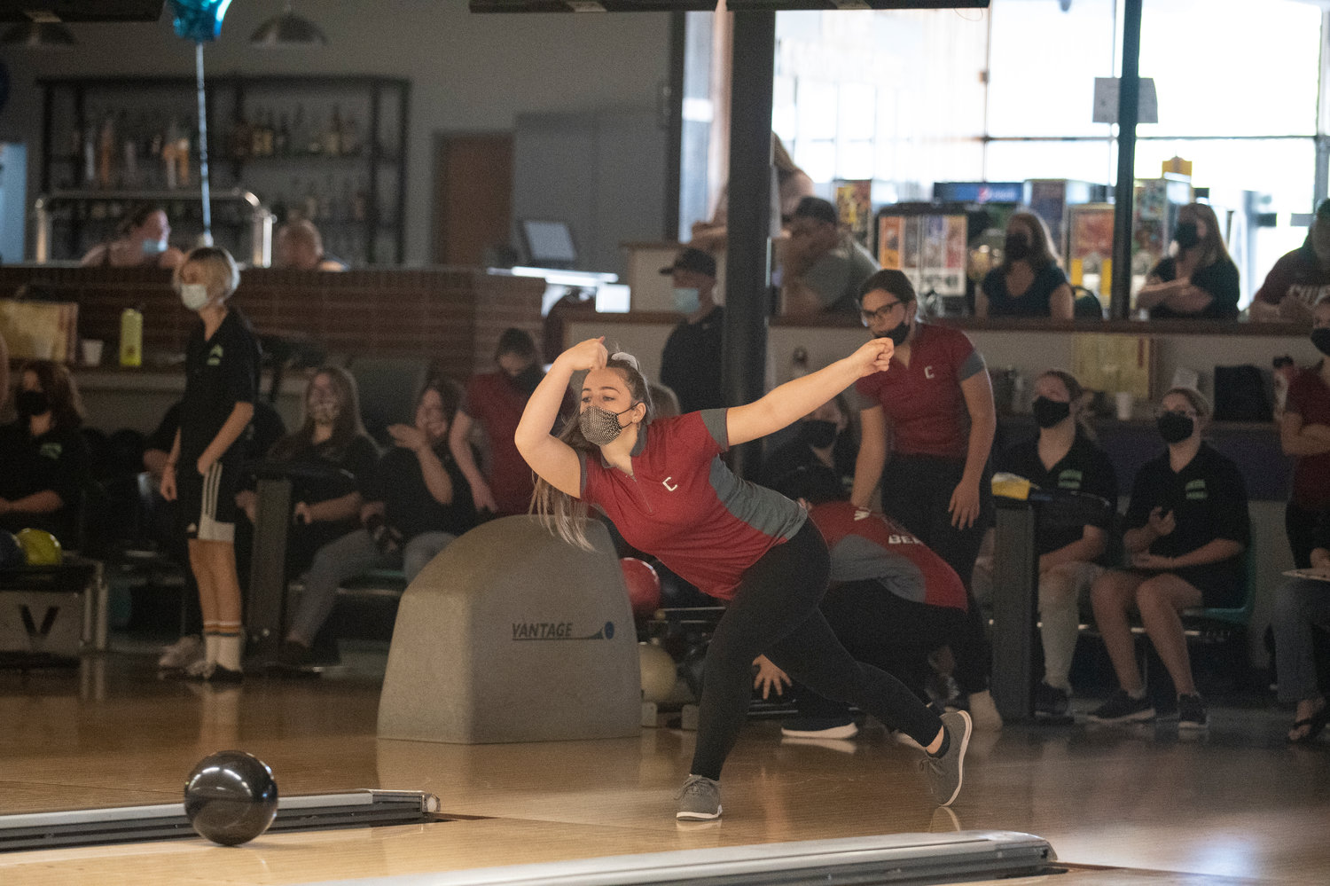 W.F. West senior Jessica Loflin, a first-team all-league pick in 2020, bowls during a match against Tumwater on June 1, 2021.