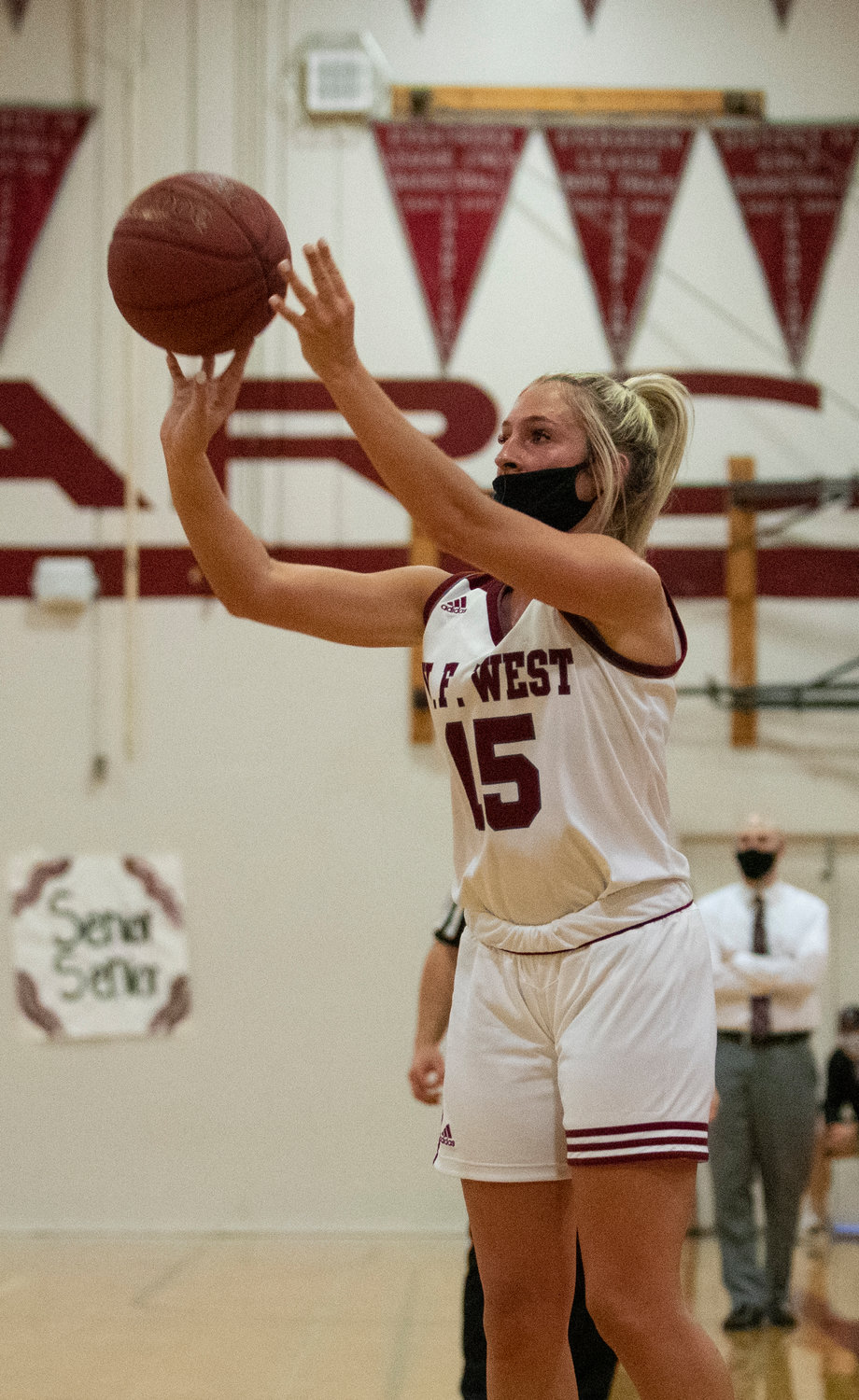 W.F. West's Madi Mencke shoots a jumper against Black Hills on Tuesday.