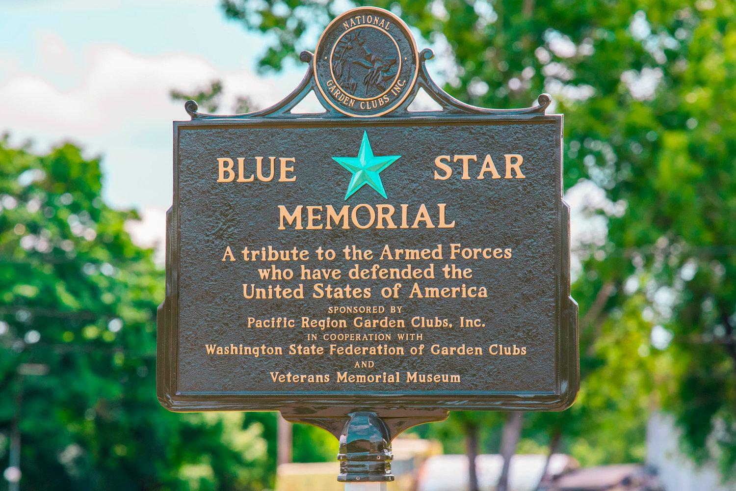 The Blue Star Memorial was set up outside the Veterans Memorial Museum recently as a tribute to the U.S. armed forces.