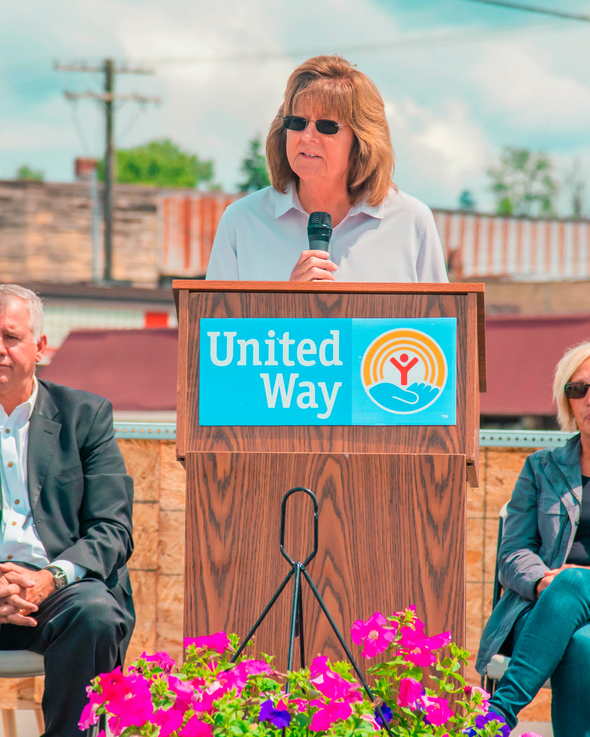 Centralia Mayor Susan Luond speaks during a groundbreaking event for the United Learning Center on Tuesday.